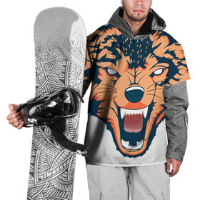 Накидка на куртку 3D с принтом Red wolf в Екатеринбурге, 100% полиэстер |  | вектор | волк | глаза | голова | голод | дикий | оранжевый | охота | хищник | ярость