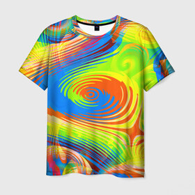 Мужская футболка 3D с принтом Tie-Dye в Екатеринбурге, 100% полиэфир | прямой крой, круглый вырез горловины, длина до линии бедер | абстракция | волны | круги | спираль