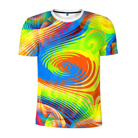 Мужская футболка 3D спортивная с принтом Tie-Dye в Екатеринбурге, 100% полиэстер с улучшенными характеристиками | приталенный силуэт, круглая горловина, широкие плечи, сужается к линии бедра | абстракция | волны | круги | спираль