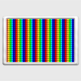 Магнит 45*70 с принтом Радуга (Полосы в мозайку) в Екатеринбурге, Пластик | Размер: 78*52 мм; Размер печати: 70*45 | вертикальные | жёлтый | зелёный | красный | оранжевый | полосы | радуга | синий | фиолетовый