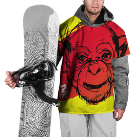 Накидка на куртку 3D с принтом Fire Monkey в Екатеринбурге, 100% полиэстер |  | мартышка | обезьяна | огненная