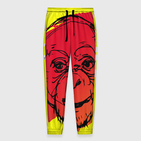 Мужские брюки 3D с принтом Fire Monkey в Екатеринбурге, 100% полиэстер | манжеты по низу, эластичный пояс регулируется шнурком, по бокам два кармана без застежек, внутренняя часть кармана из мелкой сетки | мартышка | обезьяна | огненная