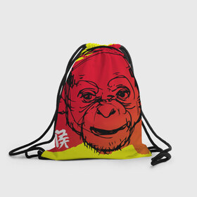 Рюкзак-мешок 3D с принтом Fire Monkey в Екатеринбурге, 100% полиэстер | плотность ткани — 200 г/м2, размер — 35 х 45 см; лямки — толстые шнурки, застежка на шнуровке, без карманов и подкладки | мартышка | обезьяна | огненная