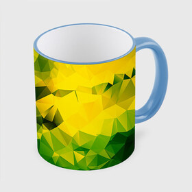 Кружка 3D с принтом Polygonal в Екатеринбурге, керамика | ёмкость 330 мл | желтый | зеленый | полигоны