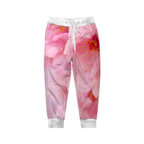 Детские брюки 3D с принтом Сакура в Екатеринбурге, 100% полиэстер | манжеты по низу, эластичный пояс регулируется шнурком, по бокам два кармана без застежек, внутренняя часть кармана из мелкой сетки | весна | вишня | розовый | цветение | цветы | япония