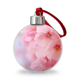 Ёлочный шар с принтом Сакура в Екатеринбурге, Пластик | Диаметр: 77 мм | весна | вишня | розовый | цветение | цветы | япония