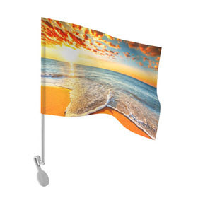Флаг для автомобиля с принтом Лазурный берег в Екатеринбурге, 100% полиэстер | Размер: 30*21 см | берег | лето | море | отдых