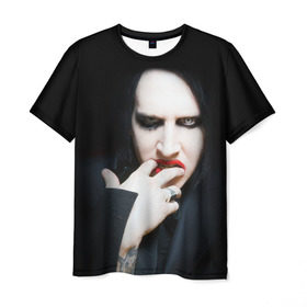 Мужская футболка 3D с принтом Marilyn Manson в Екатеринбурге, 100% полиэфир | прямой крой, круглый вырез горловины, длина до линии бедер | звезда | знаменитость | музыка | мэрилин мэнсон | певец | рокер