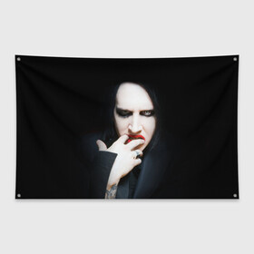 Флаг-баннер с принтом Marilyn Manson в Екатеринбурге, 100% полиэстер | размер 67 х 109 см, плотность ткани — 95 г/м2; по краям флага есть четыре люверса для крепления | звезда | знаменитость | музыка | мэрилин мэнсон | певец | рокер