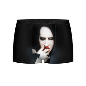 Мужские трусы 3D с принтом Marilyn Manson в Екатеринбурге, 50% хлопок, 50% полиэстер | классическая посадка, на поясе мягкая тканевая резинка | Тематика изображения на принте: звезда | знаменитость | музыка | мэрилин мэнсон | певец | рокер