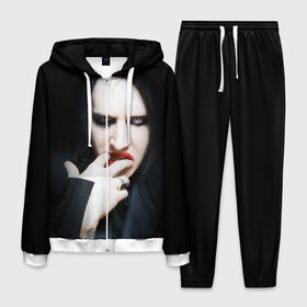 Мужской костюм 3D с принтом Marilyn Manson в Екатеринбурге, 100% полиэстер | Манжеты и пояс оформлены тканевой резинкой, двухслойный капюшон со шнурком для регулировки, карманы спереди | звезда | знаменитость | музыка | мэрилин мэнсон | певец | рокер