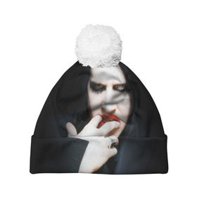 Шапка 3D c помпоном с принтом Marilyn Manson в Екатеринбурге, 100% полиэстер | универсальный размер, печать по всей поверхности изделия | звезда | знаменитость | музыка | мэрилин мэнсон | певец | рокер