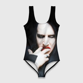 Купальник-боди 3D с принтом Marilyn Manson в Екатеринбурге, 82% полиэстер, 18% эластан | Круглая горловина, круглый вырез на спине | звезда | знаменитость | музыка | мэрилин мэнсон | певец | рокер