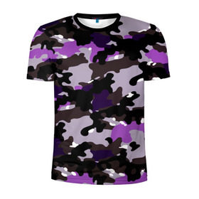 Мужская футболка 3D спортивная с принтом Текстуры в Екатеринбурге, 100% полиэстер с улучшенными характеристиками | приталенный силуэт, круглая горловина, широкие плечи, сужается к линии бедра | camo | камо | фиолетовый