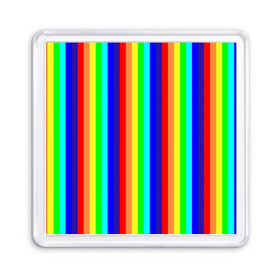 Магнит 55*55 с принтом Радуга вертикальные полосы в Екатеринбурге, Пластик | Размер: 65*65 мм; Размер печати: 55*55 мм | вертикальные | жёлтый | зелёный | красный | оранжевый | полосы | радуга | синий | фиолетовый