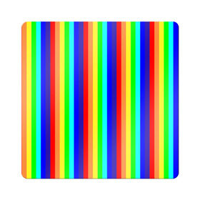 Магнит виниловый Квадрат с принтом Радуга вертикальные полосы в Екатеринбурге, полимерный материал с магнитным слоем | размер 9*9 см, закругленные углы | вертикальные | жёлтый | зелёный | красный | оранжевый | полосы | радуга | синий | фиолетовый