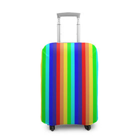Чехол для чемодана 3D с принтом Радуга вертикальные полосы в Екатеринбурге, 86% полиэфир, 14% спандекс | двустороннее нанесение принта, прорези для ручек и колес | вертикальные | жёлтый | зелёный | красный | оранжевый | полосы | радуга | синий | фиолетовый