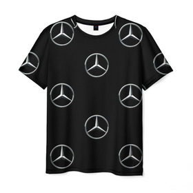 Мужская футболка 3D с принтом Mercedes в Екатеринбурге, 100% полиэфир | прямой крой, круглый вырез горловины, длина до линии бедер | мерседес