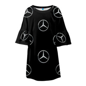 Детское платье 3D с принтом Mercedes в Екатеринбурге, 100% полиэстер | прямой силуэт, чуть расширенный к низу. Круглая горловина, на рукавах — воланы | Тематика изображения на принте: мерседес