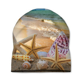Шапка 3D с принтом Морской пляж 2 в Екатеринбурге, 100% полиэстер | универсальный размер, печать по всей поверхности изделия | море | отдых | отпуск | пляж | ракушки | туризм