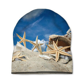 Шапка 3D с принтом Морской пляж 3 в Екатеринбурге, 100% полиэстер | универсальный размер, печать по всей поверхности изделия | море | отдых | отпуск | пляж | ракушки | туризм