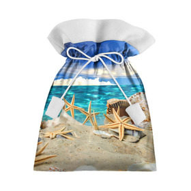 Подарочный 3D мешок с принтом Морской пляж 4 в Екатеринбурге, 100% полиэстер | Размер: 29*39 см | море | отдых | отпуск | пляж | ракушки | туризм