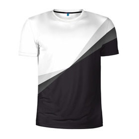 Мужская футболка 3D спортивная с принтом Минимализм в Екатеринбурге, 100% полиэстер с улучшенными характеристиками | приталенный силуэт, круглая горловина, широкие плечи, сужается к линии бедра | Тематика изображения на принте: белый | геометрия | полосы | черный