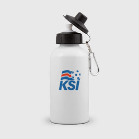 Бутылка спортивная с принтом Сборная Исландии по футболу в Екатеринбурге, металл | емкость — 500 мл, в комплекте две пластиковые крышки и карабин для крепления | 