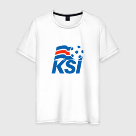 Мужская футболка хлопок с принтом Сборная Исландии по футболу в Екатеринбурге, 100% хлопок | прямой крой, круглый вырез горловины, длина до линии бедер, слегка спущенное плечо. | 