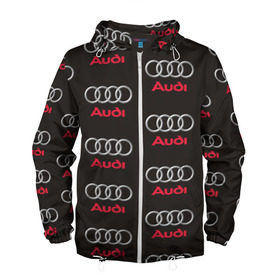 Мужская ветровка 3D с принтом Audi в Екатеринбурге, 100% полиэстер | подол и капюшон оформлены резинкой с фиксаторами, два кармана без застежек по бокам, один потайной карман на груди | ауди