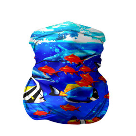 Бандана-труба 3D с принтом Рыбки в Екатеринбурге, 100% полиэстер, ткань с особыми свойствами — Activecool | плотность 150‒180 г/м2; хорошо тянется, но сохраняет форму | аквариум | вода | лето | море | риф | рыбки | тропики | фауна