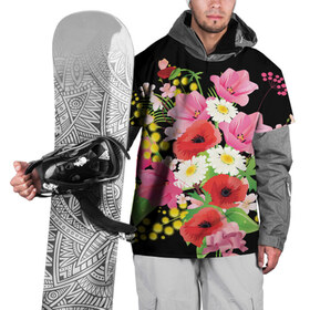 Накидка на куртку 3D с принтом Маки в Екатеринбурге, 100% полиэстер |  | Тематика изображения на принте: flowers | букет | цветы