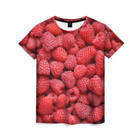 Женская футболка 3D с принтом Малина в Екатеринбурге, 100% полиэфир ( синтетическое хлопкоподобное полотно) | прямой крой, круглый вырез горловины, длина до линии бедер | девушки | еда | красота | лето | море | фрукты