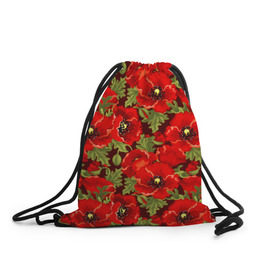 Рюкзак-мешок 3D с принтом Маки в Екатеринбурге, 100% полиэстер | плотность ткани — 200 г/м2, размер — 35 х 45 см; лямки — толстые шнурки, застежка на шнуровке, без карманов и подкладки | flowers | poppies | red | wild | красные | мак | маки | полевые | цветы