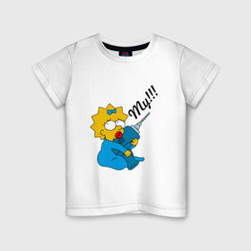 Детская футболка хлопок с принтом Мэгги в Екатеринбурге, 100% хлопок | круглый вырез горловины, полуприлегающий силуэт, длина до линии бедер | my | simpsons | the simpsons | моё | мультфильмы | мэгги | симпсоны