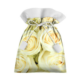 Подарочный 3D мешок с принтом Белые розы в Екатеринбурге, 100% полиэстер | Размер: 29*39 см | лепестки | розы | цветы