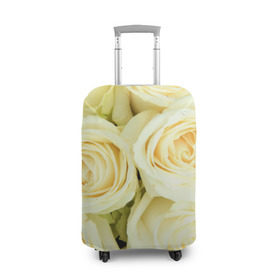 Чехол для чемодана 3D с принтом Белые розы в Екатеринбурге, 86% полиэфир, 14% спандекс | двустороннее нанесение принта, прорези для ручек и колес | лепестки | розы | цветы
