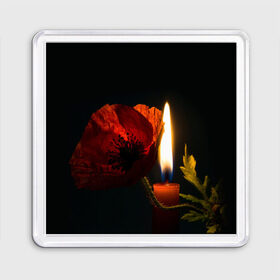 Магнит 55*55 с принтом Мак и свеча в Екатеринбурге, Пластик | Размер: 65*65 мм; Размер печати: 55*55 мм | маки | свеча | цветы