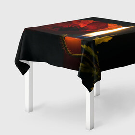 Скатерть 3D с принтом Мак и свеча в Екатеринбурге, 100% полиэстер (ткань не мнется и не растягивается) | Размер: 150*150 см | маки | свеча | цветы