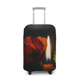 Чехол для чемодана 3D с принтом Мак и свеча в Екатеринбурге, 86% полиэфир, 14% спандекс | двустороннее нанесение принта, прорези для ручек и колес | маки | свеча | цветы
