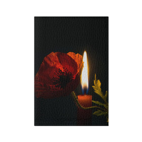 Обложка для паспорта матовая кожа с принтом Мак и свеча в Екатеринбурге, натуральная матовая кожа | размер 19,3 х 13,7 см; прозрачные пластиковые крепления | маки | свеча | цветы