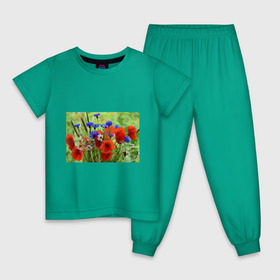Детская пижама хлопок с принтом Маки 7 в Екатеринбурге, 100% хлопок |  брюки и футболка прямого кроя, без карманов, на брюках мягкая резинка на поясе и по низу штанин
 | цветы