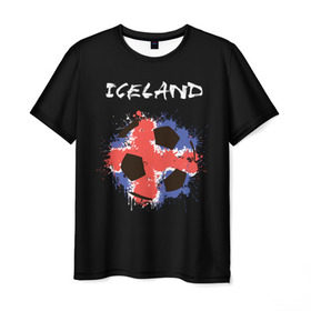 Мужская футболка 3D с принтом Исландия в Екатеринбурге, 100% полиэфир | прямой крой, круглый вырез горловины, длина до линии бедер | euro 2016