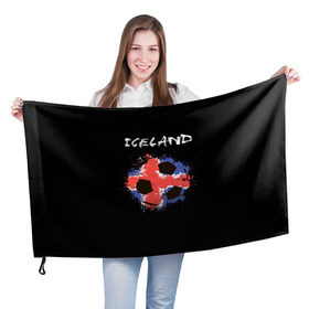 Флаг 3D с принтом Исландия в Екатеринбурге, 100% полиэстер | плотность ткани — 95 г/м2, размер — 67 х 109 см. Принт наносится с одной стороны | euro 2016