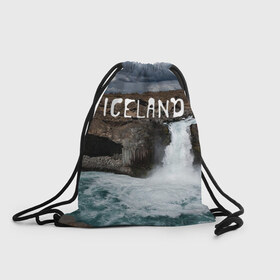 Рюкзак-мешок 3D с принтом Исландия. Водопад в Екатеринбурге, 100% полиэстер | плотность ткани — 200 г/м2, размер — 35 х 45 см; лямки — толстые шнурки, застежка на шнуровке, без карманов и подкладки | исландия
