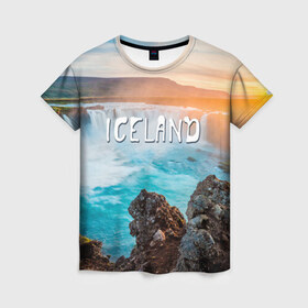 Женская футболка 3D с принтом Исландия. Водопад в Екатеринбурге, 100% полиэфир ( синтетическое хлопкоподобное полотно) | прямой крой, круглый вырез горловины, длина до линии бедер | исландия