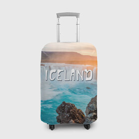 Чехол для чемодана 3D с принтом Исландия. Водопад в Екатеринбурге, 86% полиэфир, 14% спандекс | двустороннее нанесение принта, прорези для ручек и колес | исландия