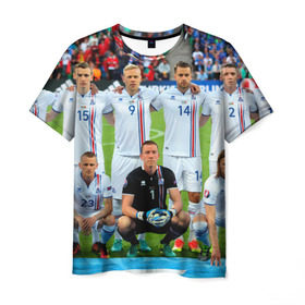 Мужская футболка 3D с принтом Сборная Исландии по футболу в Екатеринбурге, 100% полиэфир | прямой крой, круглый вырез горловины, длина до линии бедер | Тематика изображения на принте: euro 2016