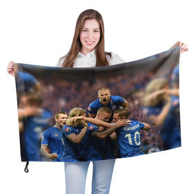 Флаг 3D с принтом Сборная Исландии по футболу в Екатеринбурге, 100% полиэстер | плотность ткани — 95 г/м2, размер — 67 х 109 см. Принт наносится с одной стороны | euro 2016