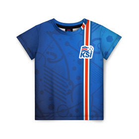 Детская футболка 3D с принтом Форма сборной Исландии по футболу в Екатеринбурге, 100% гипоаллергенный полиэфир | прямой крой, круглый вырез горловины, длина до линии бедер, чуть спущенное плечо, ткань немного тянется | euro 2016